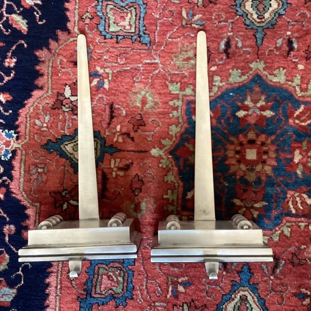 Pair of RESTORATION HARDWARE Christmas Stocking Holders Silver